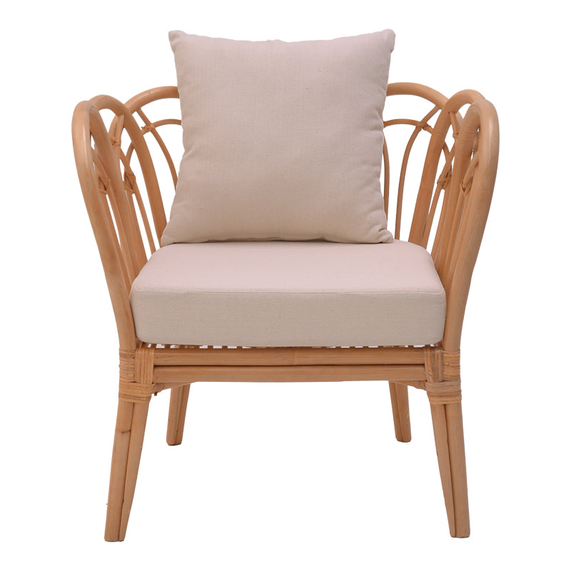 Πολυθρόνα Tania  φυσικό rattan-λευκό μαξιλάρι 76x76x76εκ - Pakobazaar