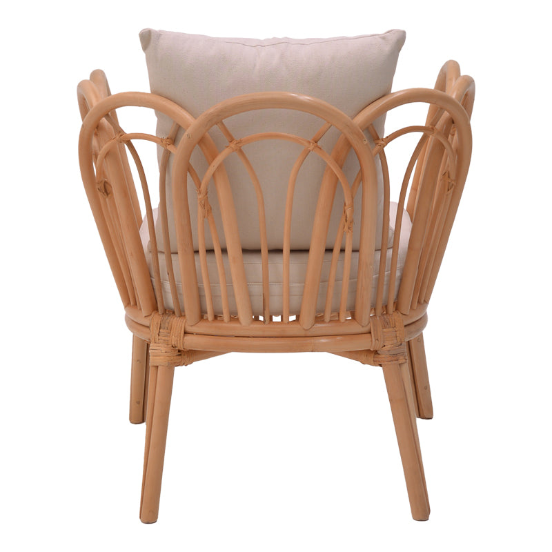 Πολυθρόνα Tania  φυσικό rattan-λευκό μαξιλάρι 76x76x76εκ - Pakobazaar