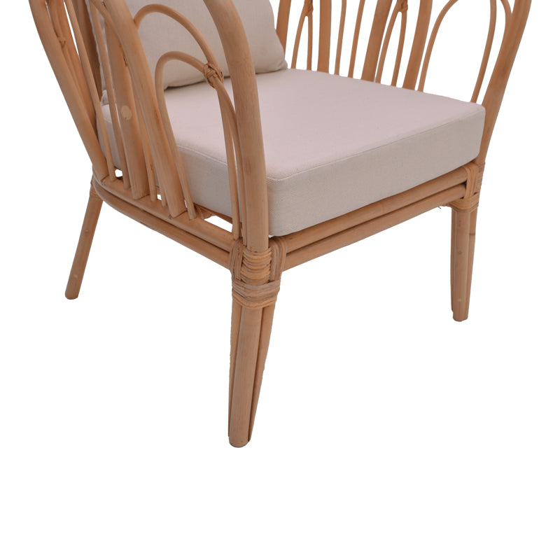 Πολυθρόνα Tania  φυσικό rattan-λευκό μαξιλάρι 76x76x76εκ