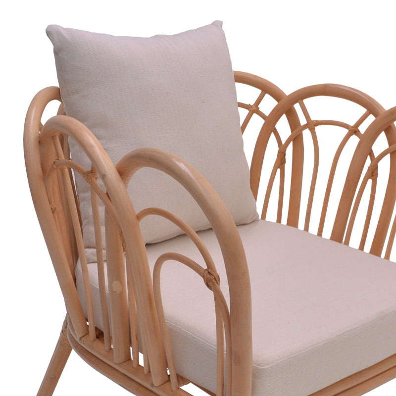 Πολυθρόνα Tania  φυσικό rattan-λευκό μαξιλάρι 76x76x76εκ - Pakobazaar