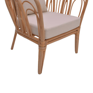Πολυθρόνα Tania  φυσικό rattan-λευκό μαξιλάρι 76x76x76εκ - Pakobazaar