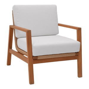 Σαλόνι Doumain  σετ 4 τεμαχίων φυσικό teak ξύλο-λευκό μαξιλάρι-φυσικό ραττάν - Image 4