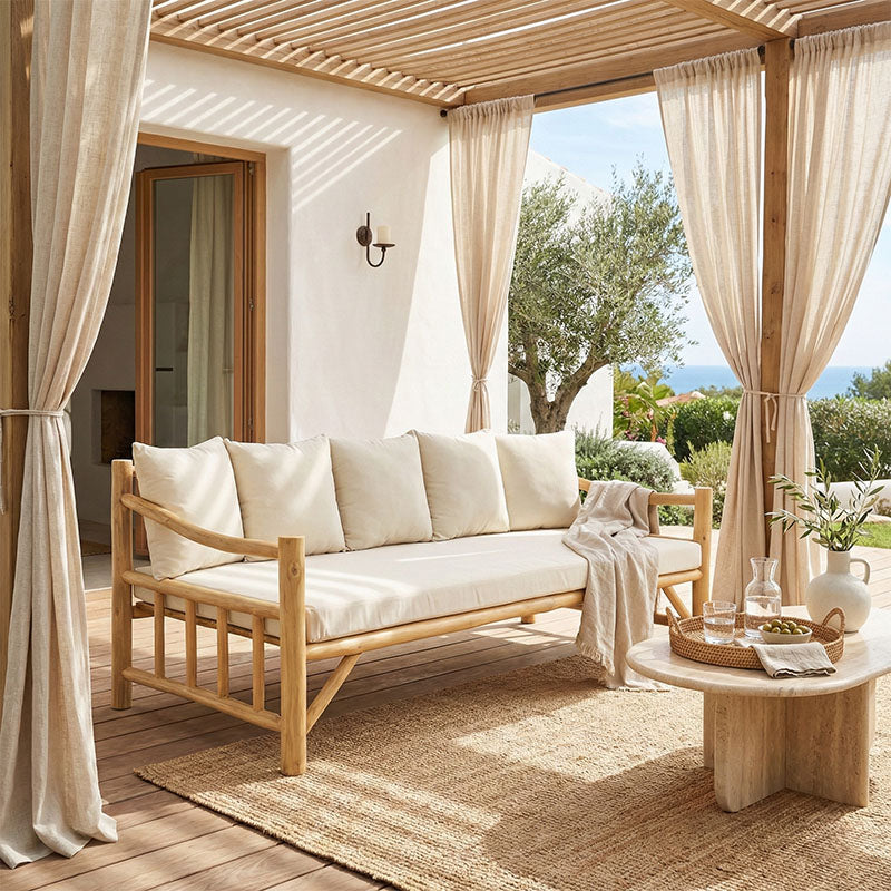 Καναπές Roziana  φυσικό teak ξύλο 210x100x80εκ - Pakobazaar