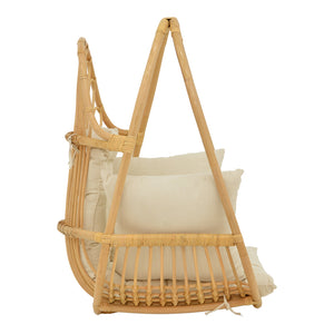 Κρεμαστή κούνια Jorg  φυσικό rattan-κρεμ μαξιλάρι 80x59x105εκ - Pakobazaar