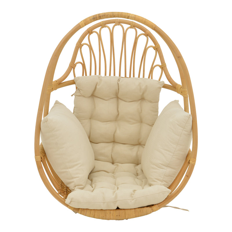 Κρεμαστή κούνια Jorg  φυσικό rattan-κρεμ μαξιλάρι 80x59x105εκ - Pakobazaar