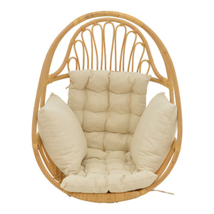 Κρεμαστή κούνια Jorg  φυσικό rattan-κρεμ μαξιλάρι 80x59x105εκ - Pakobazaar