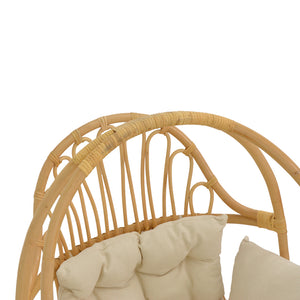 Κρεμαστή κούνια Jorg  φυσικό rattan-κρεμ μαξιλάρι 80x59x105εκ - Pakobazaar