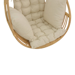 Κρεμαστή κούνια Jorg  φυσικό rattan-κρεμ μαξιλάρι 80x59x105εκ - Pakobazaar
