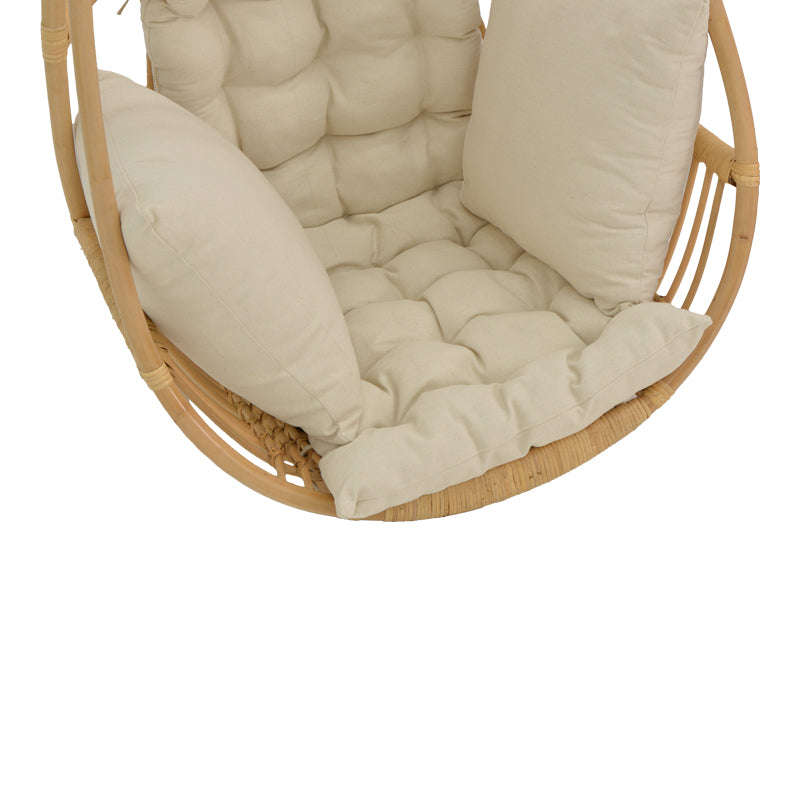 Κρεμαστή κούνια Jorg  φυσικό rattan-κρεμ μαξιλάρι 80x59x105εκ - Pakobazaar
