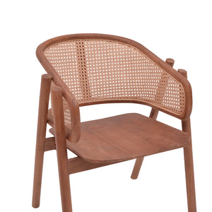 Πολυθρόνα Anlene  σκελετός teak ξύλο σε καρυδί απόχρωση με φυσικό rattan 62x54x82εκ - Pakobazaar