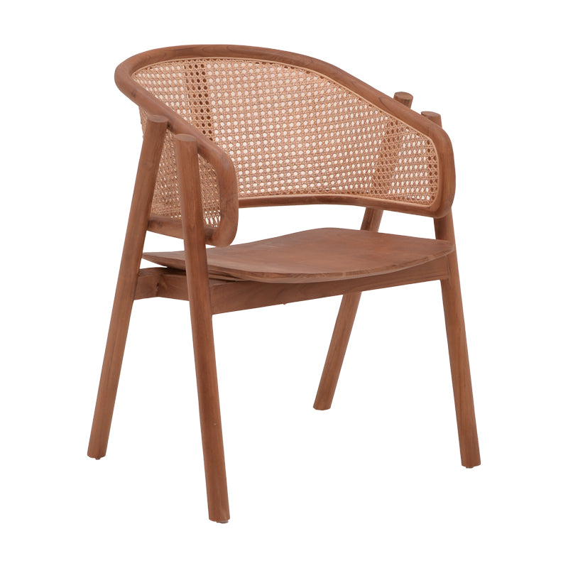 Πολυθρόνα Anlene  σκελετός teak ξύλο σε καρυδί απόχρωση με φυσικό rattan 62x54x82εκ - Pakobazaar