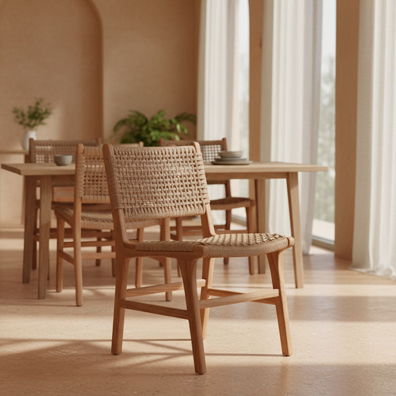 Καρέκλα Sponze  σκελετός teak ξύλο- pe σχοινί σε φυσική απόχρωση 50x58.5x85εκ - Image 2