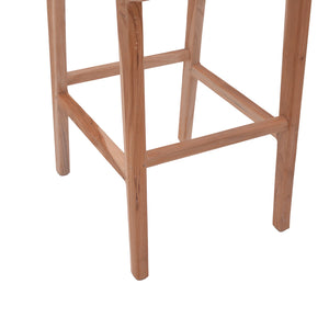 Σκαμπό μπαρ μεσαίου ύψους Sponze  teak ξύλο-φυσικό rattan σε φυσική απόχρωση 40x47x89εκ - Pakobazaar