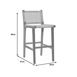 Σκαμπό μπαρ μεσαίου ύψους Sponze  teak ξύλο-φυσικό rattan σε φυσική απόχρωση 40x47x89εκ - Pakobazaar