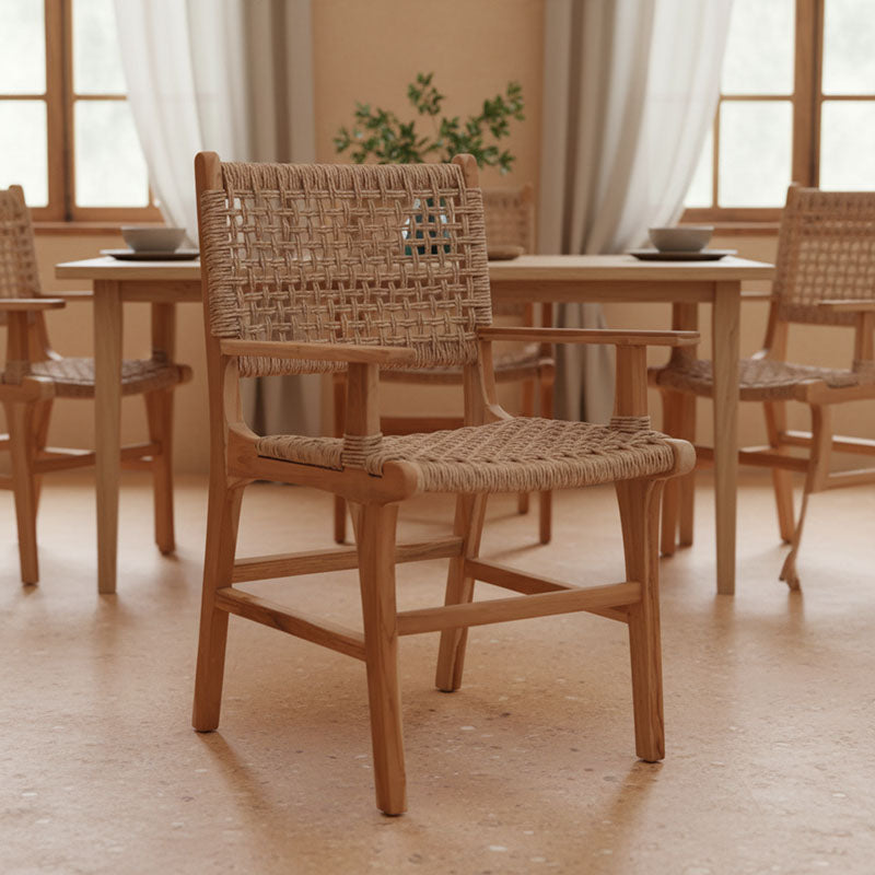 Πολυθρόνα Sponze  σκελετός teak ξύλο- pe σχοινί σε φυσική απόχρωση 54x60x86εκ - Image 2
