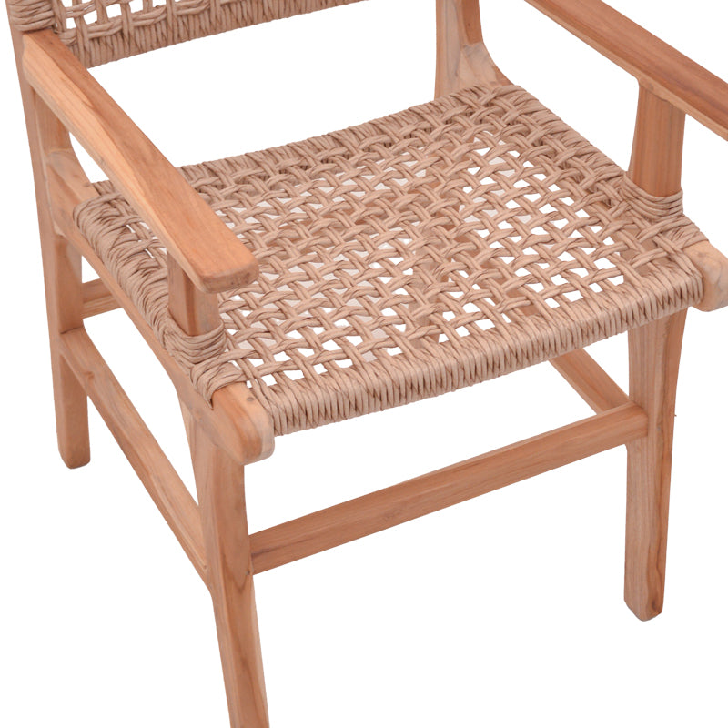 Πολυθρόνα Sponze  σκελετός teak ξύλο- pe σχοινί σε φυσική απόχρωση 54x60x86εκ - Image 9