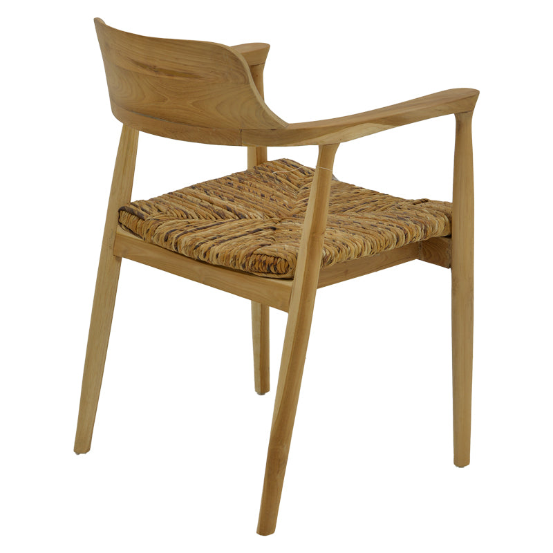Πολυθρόνα Denverone  φυσικό teak ξύλο και ψάθα 57x54x79εκ - Pakobazaar