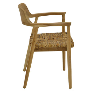Πολυθρόνα Denverone  φυσικό teak ξύλο και ψάθα 57x54x79εκ - Pakobazaar