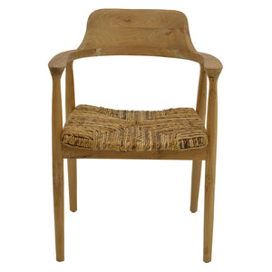 Πολυθρόνα Denverone  φυσικό teak ξύλο και ψάθα 57x54x79εκ - Pakobazaar