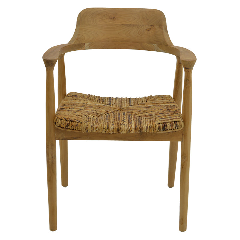 Πολυθρόνα Denverone  φυσικό teak ξύλο και ψάθα 57x54x79εκ - Pakobazaar
