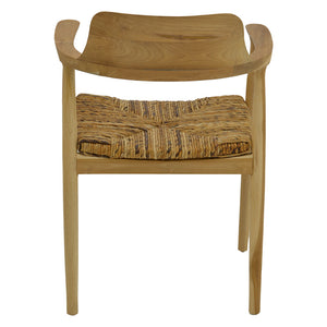Πολυθρόνα Denverone  φυσικό teak ξύλο και ψάθα 57x54x79εκ - Pakobazaar