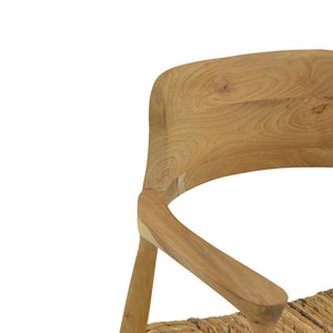Πολυθρόνα Denverone  φυσικό teak ξύλο και ψάθα 57x54x79εκ - Pakobazaar