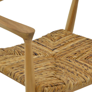 Πολυθρόνα Denverone  φυσικό teak ξύλο και ψάθα 57x54x79εκ - Pakobazaar