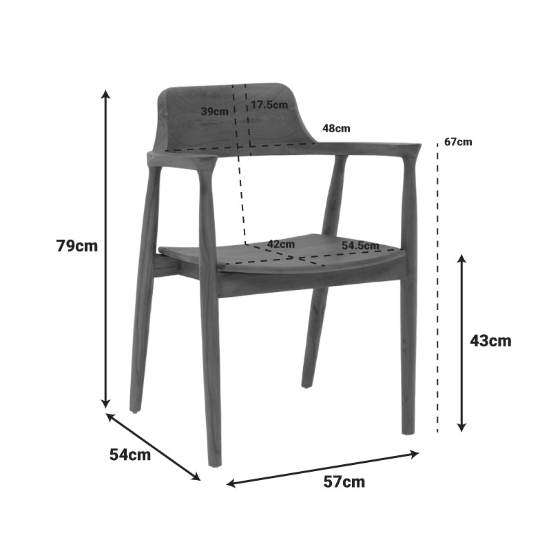 Πολυθρόνα Jambene  teak ξύλο σε καρυδί απόχρωση 57x54x79εκ - Image 3