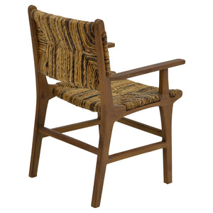 Πολυθρόνα Refane  φυσικό teak ξύλο-ψάθα 55x60x85εκ - Pakobazaar