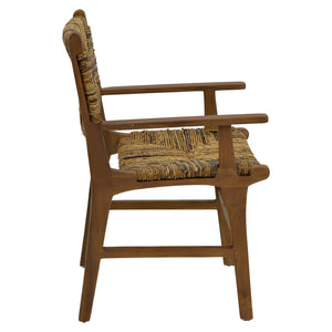 Πολυθρόνα Refane  φυσικό teak ξύλο-ψάθα 55x60x85εκ - Pakobazaar