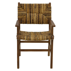 Πολυθρόνα Refane  φυσικό teak ξύλο-ψάθα 55x60x85εκ - Pakobazaar