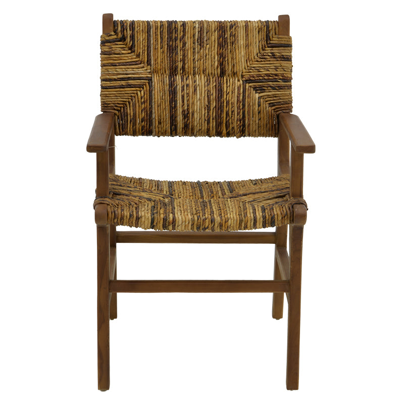 Πολυθρόνα Refane  φυσικό teak ξύλο-ψάθα 55x60x85εκ - Pakobazaar