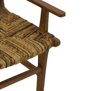 Πολυθρόνα Refane  φυσικό teak ξύλο-ψάθα 55x60x85εκ - Pakobazaar