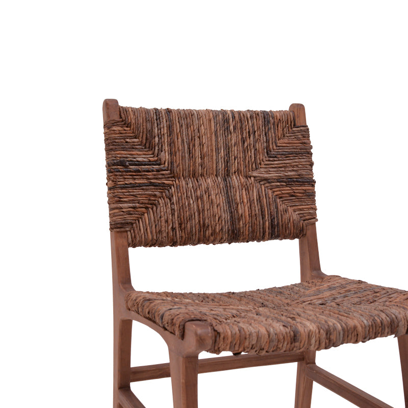 Καρέκλα Refane  σκελετός teak ξύλο με ψάθα σε καρυδί απόχρωση 50x58x85εκ - Pakobazaar