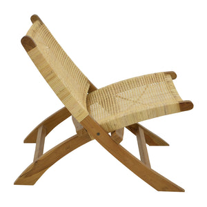 Πολυθρόνα Jerenze  φυσικό teak ξύλο-φυσικό rattan 65x78x68εκ - Pakobazaar