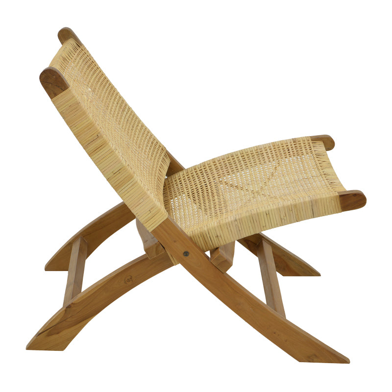 Πολυθρόνα Jerenze  φυσικό teak ξύλο-φυσικό rattan 65x78x68εκ - Pakobazaar