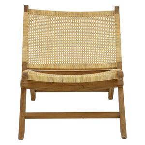Πολυθρόνα Jerenze  φυσικό teak ξύλο-φυσικό rattan 65x78x68εκ - Pakobazaar