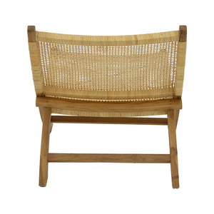 Πολυθρόνα Jerenze  φυσικό teak ξύλο-φυσικό rattan 65x78x68εκ - Pakobazaar