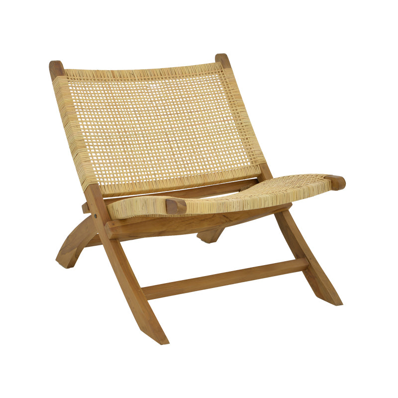 Πολυθρόνα Jerenze  φυσικό teak ξύλο-φυσικό rattan 65x78x68εκ - Pakobazaar