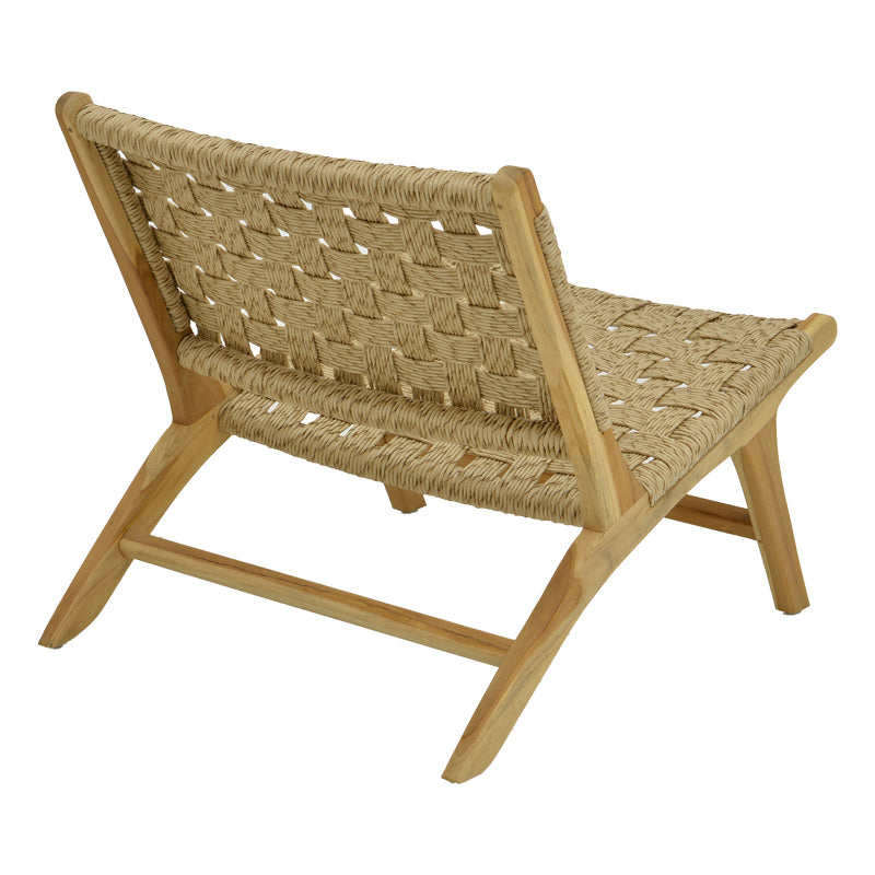 Πολυθρόνα Foldere  φυσικό teak ξύλο-pe σχοινί 65x78x68εκ - Pakobazaar