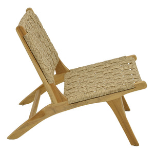 Πολυθρόνα Foldere  φυσικό teak ξύλο-pe σχοινί 65x78x68εκ - Pakobazaar