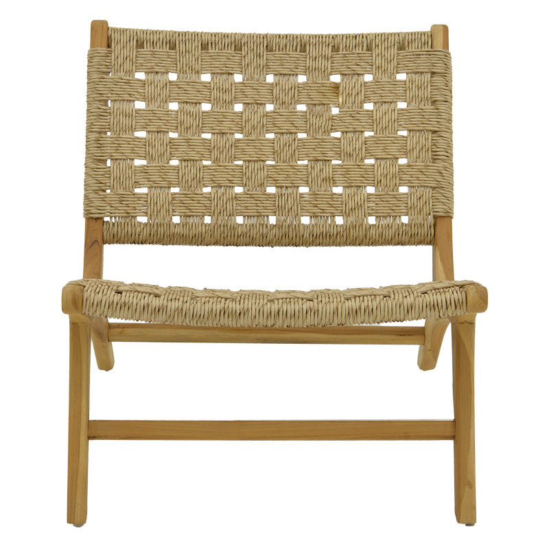 Πολυθρόνα Foldere  φυσικό teak ξύλο-pe σχοινί 65x78x68εκ - Pakobazaar