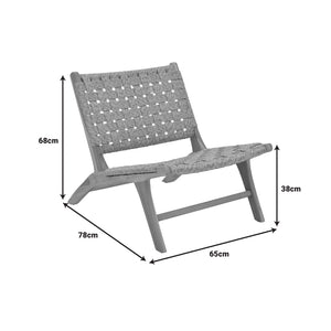 Πολυθρόνα Foldere  φυσικό teak ξύλο-pe σχοινί 65x78x68εκ - Pakobazaar