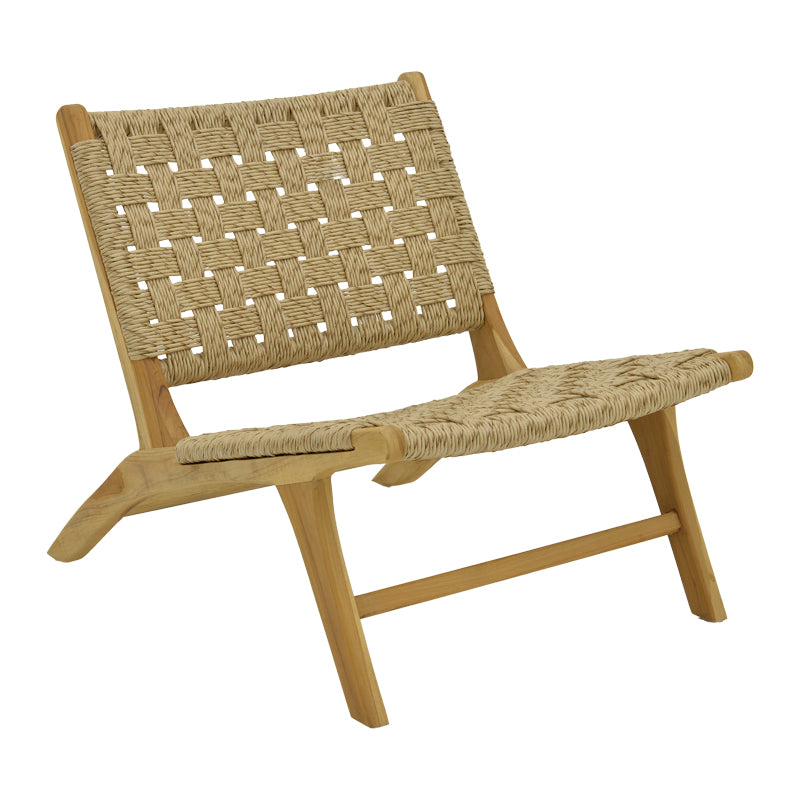 Πολυθρόνα Foldere  φυσικό teak ξύλο-pe σχοινί 65x78x68εκ - Pakobazaar
