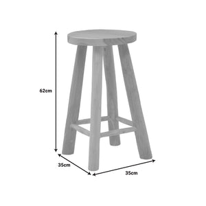 Σκαμπό Charloce  teak ξύλο σε φυσική απόχρωση Φ35x62εκ - Image 5