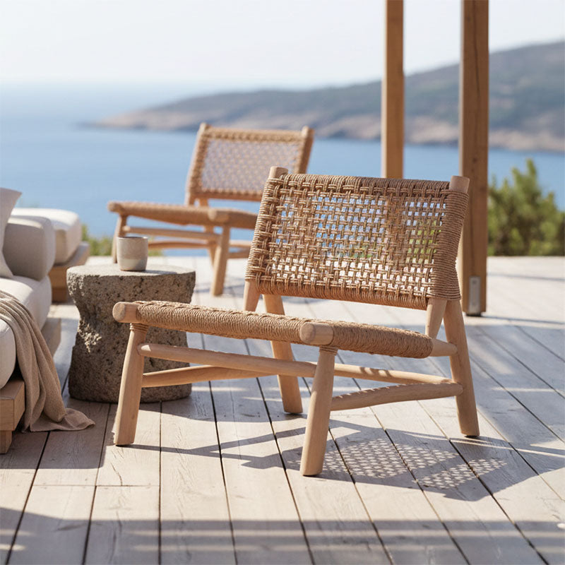 Πολυθρόνα Wanderlene  σκελετός teak ξύλο με σχοινί σε φυσική απόχρωση 67x79x68εκ - Pakobazaar