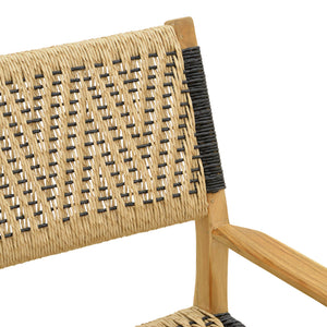 Πολυθρόνα Fermilo  σκελετός teak ξύλο με pe σχοινί σε φυσική-μαύρη απόχρωση 55x67x86εκ - Pakobazaar
