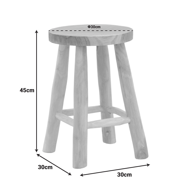 Σκαμπό Sega  teak ξύλο σε φυσική απόχρωση Φ30x45εκ - Image 2