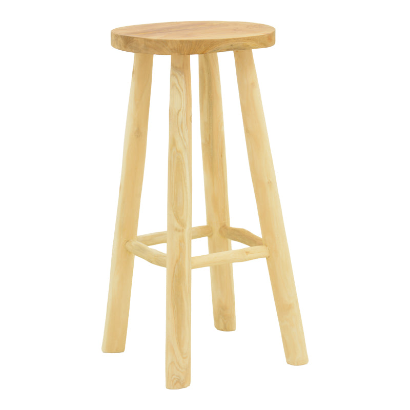 Σκαμπό μπαρ Nusiwo  teak ξύλο σε φυσική απόχρωση Φ35x70εκ - Pakobazaar