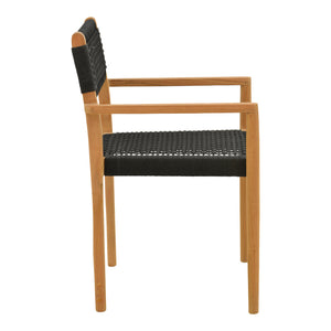Πολυθρόνα Lengan  σκελετός teak ξύλο σε φυσική απόχρωση-μαύρο σχοινί 54x52x80εκ - Pakobazaar